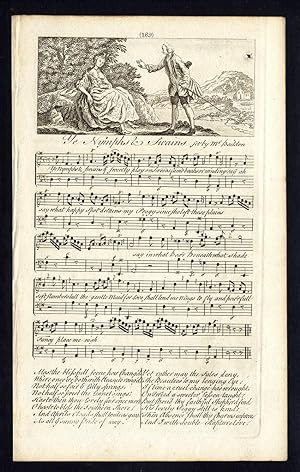 Rare Antique Print-YE NYMPHS & SWAINS-OLD ENGLISH SONG-Baildon-Welcker-1760