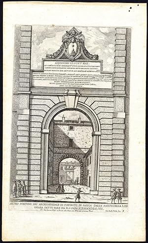 Antique Print-ROME-SANTO SPIRITO-HOSPITAL-GATE-PORTAL-Falda-Rossi-1665