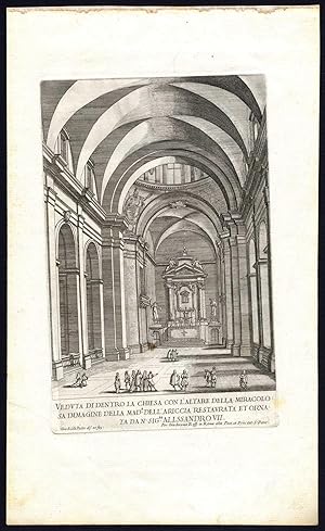 Antique Print-ROME-SANTA MARIA GALLORO-INTERIOR-ALTAR-Falda-Rossi-1665