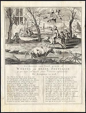 Antique Print-STOCK MARKET-SATIRE-POSTMAN-PIG-SHARES SOLD OUT-John Law-1720