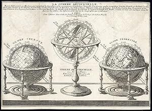 Antique Map-GLOBE-ARMILLARY SPHERE-Nicolas de Fer-1717