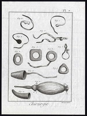 Antique Print-SURGERY-MEDICAL INSTRUMENT-PESSARY-SYRINGE-Diderot-Benard-1779