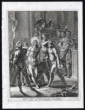 Bild des Verkufers fr Antique Bible Print-N.T.43-JESUS-FLOG-ROMAN-PILATES-CRUCIFY-Halma-Scheits-1710 zum Verkauf von ThePrintsCollector