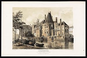 Antique Print-AMSTERDAM-KLOVENIERSBURGWAL-HOTEL-1869