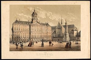 Antique Print-AMSTERDAM-DAM SQUARE-ROYAL PALACE-1869