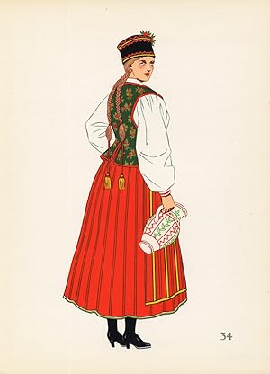 Old Costume Print-KURPIE-PUSZCZANSKIE-POLAND-1939