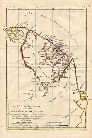 Antique Map-SOUTH AMERICA-GUIANA-SURINAM-Bonne-1780