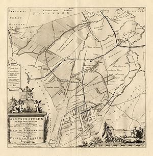 Antique Map-ACHTKARSPELEN-NETHERLANDS-Halma-1718