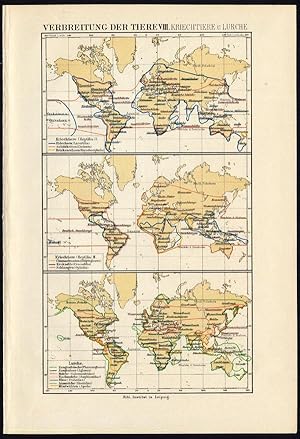 Antique Print-DISPERSION-REPTILES-AMPHIBIANS-Brehm-1890