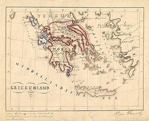 Antique Manuscript Map-EUROPE-GREECE-Van Bommel-1865