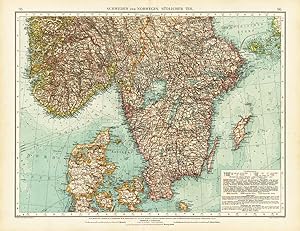 Antique Map-SCANDINAVIA-SWEDEN-NORWAY-SOUTHERN PART-Andree-1904