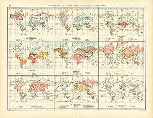 Antique Map-WORLD-DISPERSION OF WILD AND DOMESTIC ANIMALS-Andree-1904