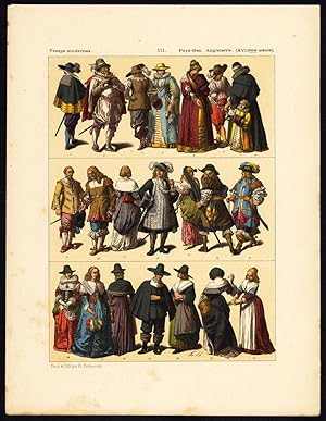 Antique Print-MODERN ERA-NETHERLANDS-ENGLAND-DUTCH COSTUME-Hottenroth-1884