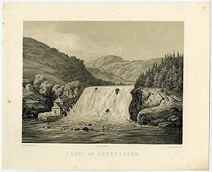 Antique Print-LEERFOSSEN-WATERFALL-NORWAY-G. Saal-J. Hellesen-c. 1855