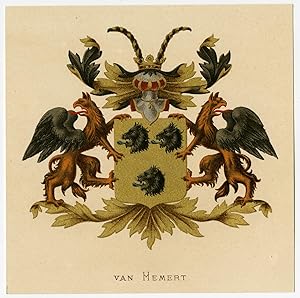 Antique Print-HERALDRY-COAT OF ARMS-VAN HEMERT-Wenning-Rietstap-1883