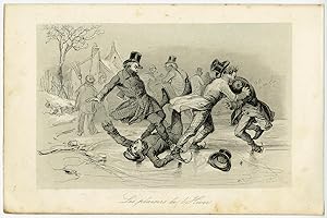 Bild des Verkufers fr Antique Print-ICE SKATING-WINTER-COUNTRY LIFE-Adam-1845 zum Verkauf von ThePrintsCollector