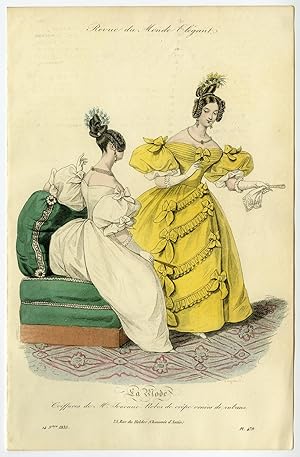 Antique Print-LA MODE DU MONDE-FASHION-HAIRSTYLE.-Anonymous-1835