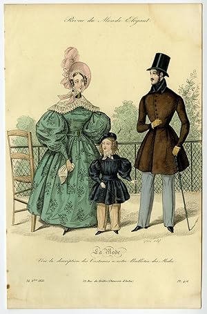 Antique Print-COUPLE-FASHION-GARDEN-LA MODE DU MONDE.-Anonymous-1835