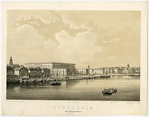 Antique Print-VIEW-SKEPPSHOLMEN-STOCKHOLM-SWEDEN-Hallbeck-Nay-Baerentzen-c.1840