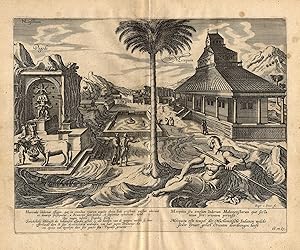 Antique Print-IDOL-PAGODE-TEMPLE-MOSQUE-MUSLIM-EAST INDIES-INDIA-Linschoten-1638