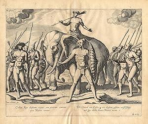 Antique Print-KING OF COCHIN-NAIROS-ELEPHANT-EAST INDIES-INDIA-Linschoten-1638