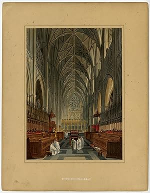 Antique Print-CATHEDRAL-CHOIR-YORK-ENGLAND-STAINED GLASS-AQUATINT-Wild-c. 1823