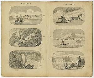 Antique Print-WATERFALL-SLEIGH-NIAGARA FALLS-BOATS-CANADA-Taylor-c.1840