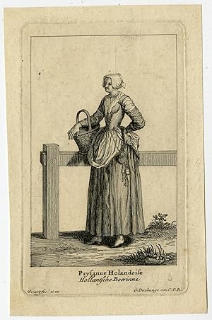 Antique Print-GENRE-FARMGIRL-HOLLAND-Picart-ca. 1700