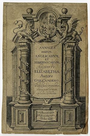 Antique Print-FRONTISPIECE-COAT OF ARMS-ENGLAND-ELISABETH-W. Camden-1625