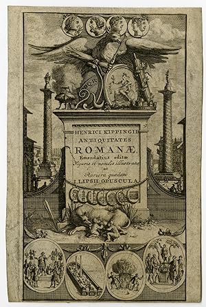 Antique Print-FRONTISPIECE-ROMAN HISTORY-WOLVE-ROMULUS-REMUS-H. Kipping-ca. 1700