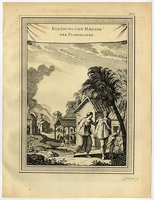 Antique Print-COSTUME-HOUSE-FLORIDA-NATIVE-Bellin-Schwabe-1758