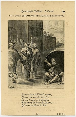 Antique Print-CONDITION-VIRTUE-BARREL-KING-BEGGAR-Gomberville-Veen-1646