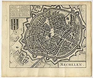 Reproduction plan ancien de Malines 1572 Mechelen 
