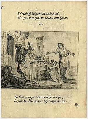 Seller image for Antique Print-GOOD BEGETS GOOD-DOG-MOTHER IN LAW-PEBBLE-11-Savery-Veen-1642 for sale by ThePrintsCollector