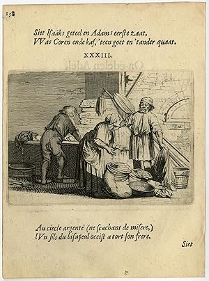 Antique Print-FAMILY-CORN AND CHAFF-GRAIN-FARMER-EMBLEM-33-Savery-Veen-1642