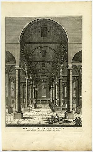 Antique Print-ZUIDERKERK-CHURCH-INTERIOR-AMSTERDAM-Wagenaar-Goeree-1760