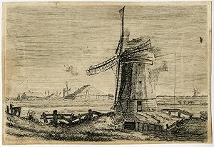 Antique Master Print-LANDSCAPE-WINDMILL-Woodburn-ca. 1810