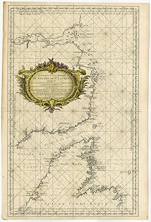 Rare Antique Print-CANADA-GULF OF ST LAURENCE-BELLE ISLE-Bellin-1753