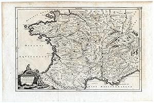 Antique Map-ANCIENT FRANCE-GAULE-GALLIA-ROOSTER-Cellarius-1731