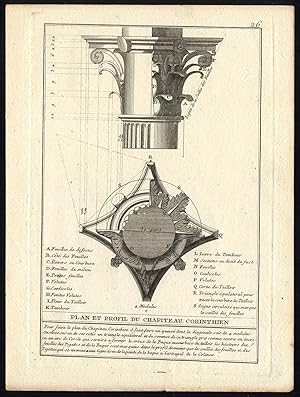 Antique Print-CAPITAL-CORINTHIAN-SECTION-PROFILE-Pl. 26-Vignola-1755