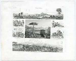 Antique Topography Print-ITALY-TRECASTAGNE-PASTA SELLER-CATANIA-1857