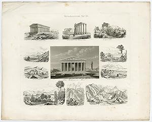 Antique Topography Print-GREECE-PARTHENON-ATHENS-AGORA-TEMPLE-DELPHI-SULI-1857