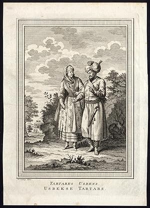 Antique Print-PORTRAIT-TATARS-TARTARY-UZBEKISTAN-COSTUME-Schley-1750