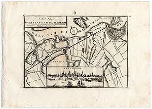 Rare Antique Print-Map-CHANNEL-AMSTERDAM-HAARLEMMERTREKVAART-Coronelli-1706