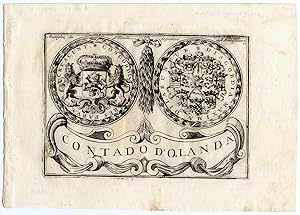 Rare Antique Print-HOLLAND-COAT OF ARMS-LION-Coronelli-1706