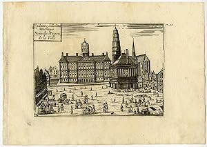 Rare Antique Print-AMSTERDAM-TOWN HALL-DAM SQUARE-Coronelli-1706