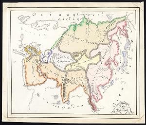 Unique Manuscript Map-ASIA-PHYSICAL-CHINA-ARABAIA-INDIA-Dumont-1865