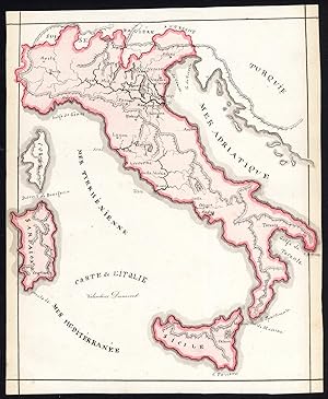 Unique Manuscript Map-ITALY-CORSICA-SARDINIA-SICILY-EUROPE-Dumont-1865