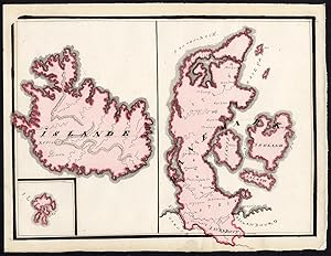 Unique Manuscript Map-ICELAND-DENMARK-FAROE ISLANDS-EUROPE-Dumont-1865