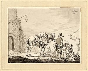 Antique Master Print-MAN-WASHERWOMAN-BOWSPIRT-van Amstel/Körnlein-Wouwerman-1772